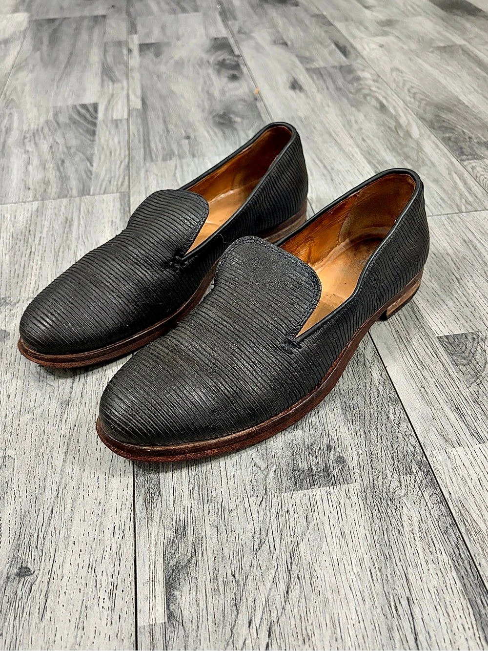 Moma Artisanal Leather Loafers Black Made in Italy EU 39